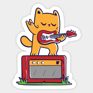 Cat and Electric Guitar Sticker